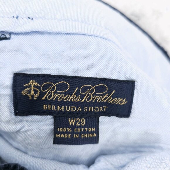 BROOKS BROTHERS Navy Blue Genuine Seersucker Bermuda Shorts 100% Cotton Size 29 - Picture 5 of 7